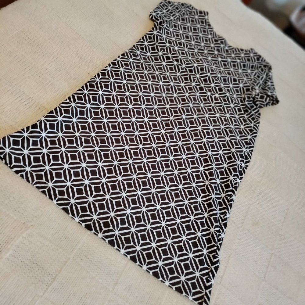 Jude Connally brown-and-white figured skimmer dress